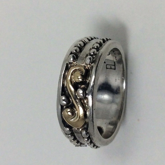 Lagos EL Caviar SS 925 14k 585 YG Dot Ring 7 (5 Grams)